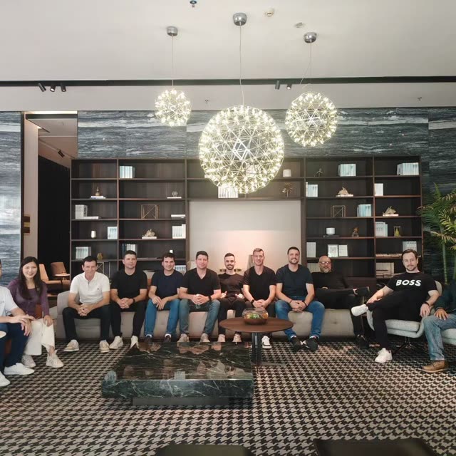 Visiting buyers with the TY team in the showroom